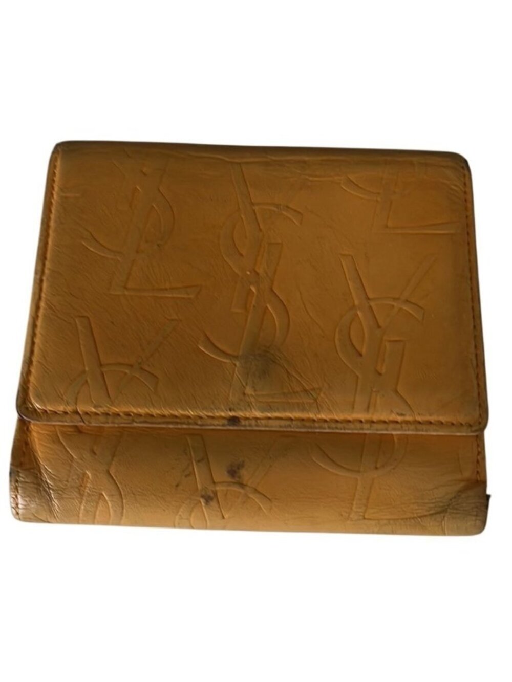 Yves Saint Laurent Yellow Leather Embossed Bifold Wallet - Picture 6 of 12